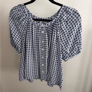 Madewell Navy and Lavender Patterned Women's Top